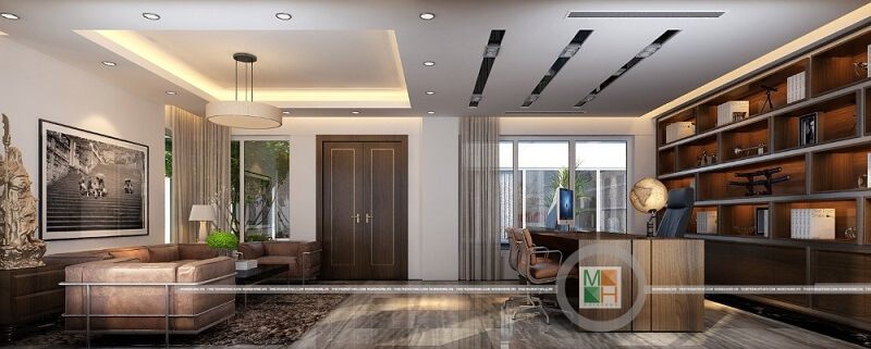 Mẫu thiết kế văn phòng giám đốc cao cấp với sự kết hợp của đồ nội thất hiện đại, sang trọng