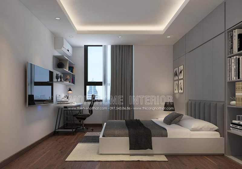 Thiết kế nội thất phòng ngủ master hiện đại với trang thiết bị nổi thất tiện nghi